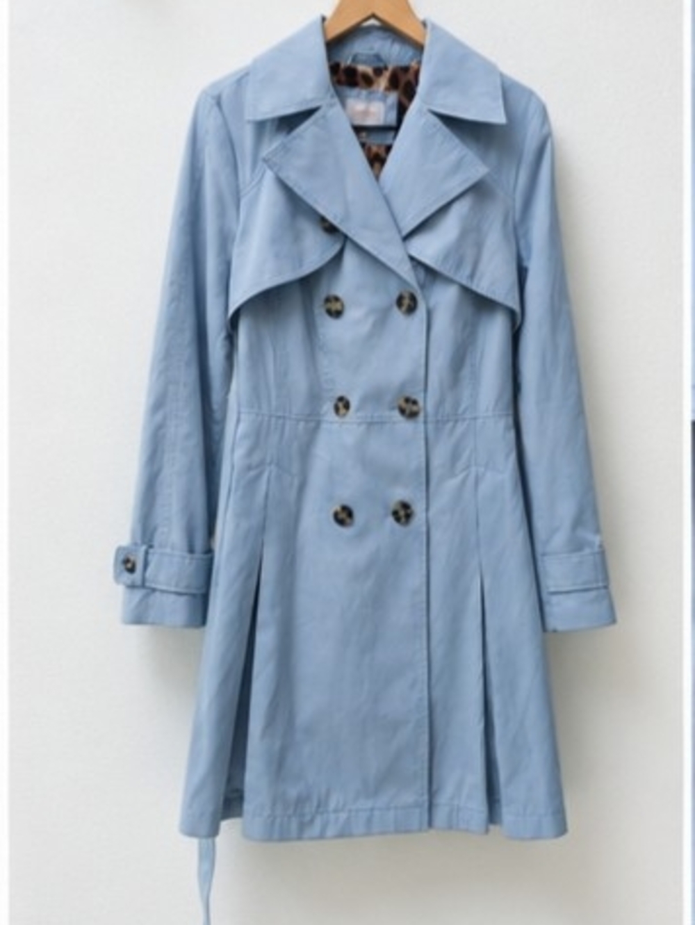 Laundry By Shelli Segal Pastel Blue Double-Breasted Trench Coat